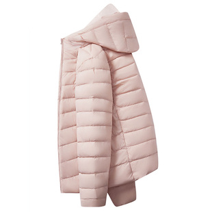 唐狮集团粉色排骨羽绒服女秋冬季2025新款小个子短款连帽轻薄外套
