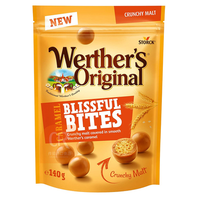 德国进口Werthers焦糖味夹心脆球140g经典奶油味注心脆球糖果零食