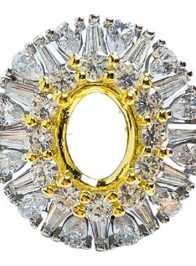 轻奢风豪华群镶满钻椭圆形女戒托