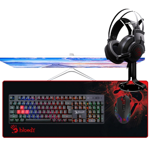 双飞燕血手幽灵键盘鼠标套装耳机二件三件套机械手感游戏有线吃鸡