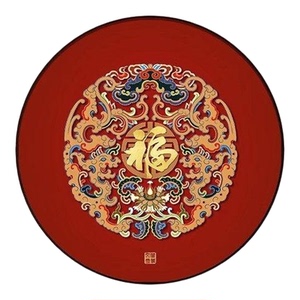 福字玄关装饰画新中式客厅餐桌边圆形挂画2026新款入户正对门壁画