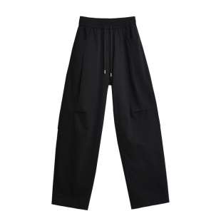 黑色棉质伞兵裤工装裤春秋女美式复古弯刀裤宽松长裤2026新款裤子