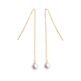 珍珠耳线18k金海水akoya强光耳链修饰脸型气质精致百搭包邮