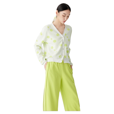 古木夕羊气质减龄波点提花设计毛衣女V领长袖显瘦上衣GS41003001