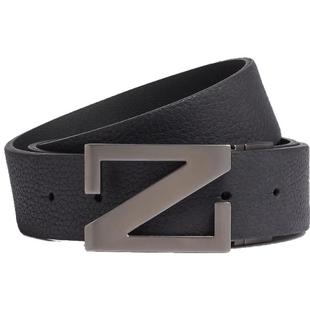 礼物ZEGNA杰尼亚海军蓝配黑色皮革商务通勤双面皮带3.5CM宽