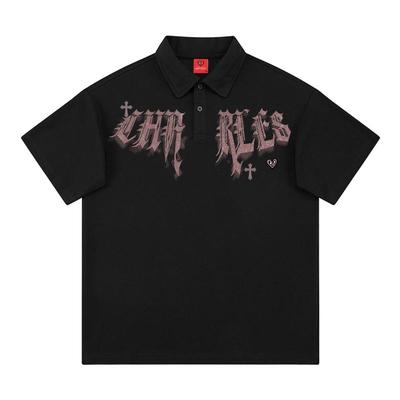 查尔斯桃心字母印花短袖POLO衫男