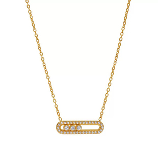 极简简约可滑动锆石项链镀18K真金小众高级感轻奢通勤锁骨链颈链