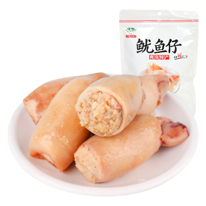 海邊人 鱈魚魷魚仔500g海鮮即食零食新鮮碳烤解饞零食小吃休閑