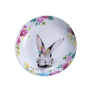 欧式个性可爱盘子菜盘家用儿童手绘盘卡通陶瓷餐具复活节兔子装饰