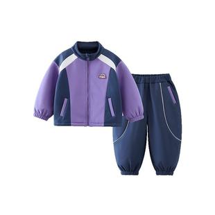 【加绒】齐齐熊男童棒球服套装儿童春秋宝宝休闲保暖开襟运动衣服