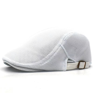 厨师帽子男鸭舌帽服务员贝雷帽女酒店厨房火锅工作帽透气网黑白色