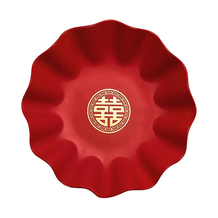 结婚果盘客厅喜糖盘子婚礼红色喜字干果糖果盘茶几水果盘婚庆用品