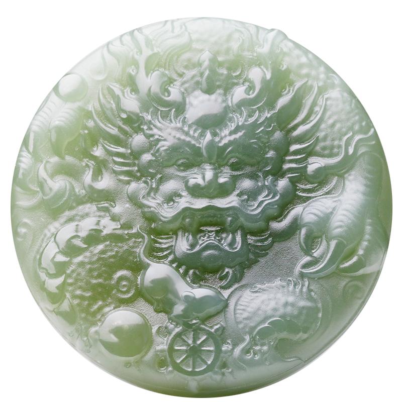 和田玉圆牌吊坠望子成龙