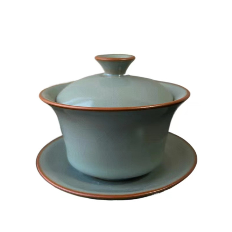 汝釉坊京鸿系列盖碗茶杯仿古釉茶具汝瓷泡茶碗套装陶瓷功夫三才碗