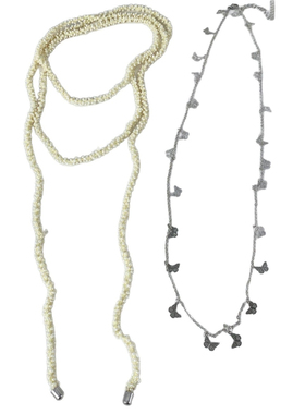 镂空蝴蝶流苏小米珠多层长项链Y2K小众高级感时尚复古叠戴锁骨链