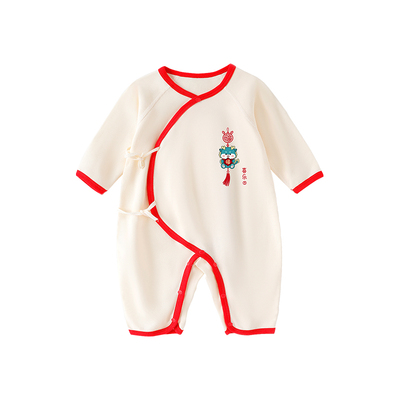 宜爽儿斜襟连体衣纯棉春秋纯棉