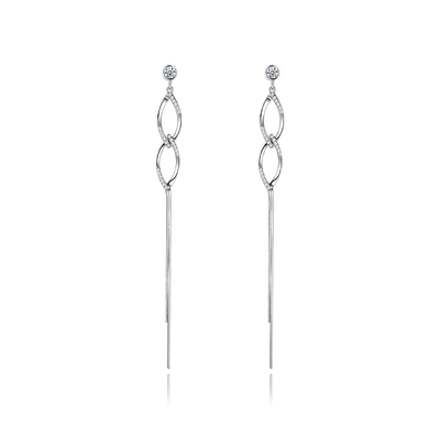 925流苏双环银耳环女节日送女友