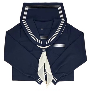 青月社改良绀三本满襟水手服原创JK制服日系学院风中间服短裙套装