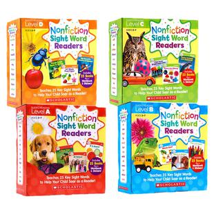 Scholastic学乐出品 英文入门关键字词ABCD阶4盒100册全套英文原版Nonfiction Sight Word Readers高频词读物科普科学绘本自然拼读