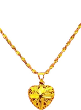 越南纯真沙金爱心项链仿9999真金