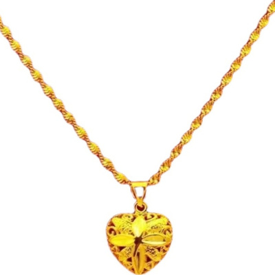 越南纯真沙金爱心项链仿9999真金