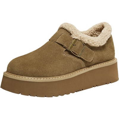 TATA他她雪地靴女2025冬季新款勃肯鞋毛毛保暖加绒棉鞋JYV01DM5