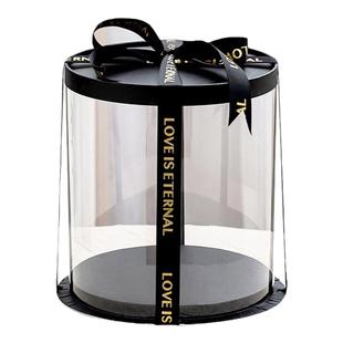 圆形蛋糕盒子双层加高14四6十8寸10网红鲜花束透明生日包装礼品盒