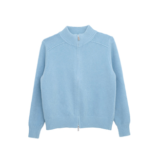 荒荒家 双拉头毛衣外套2025冬季新款小众立领设计内搭针织开衫女