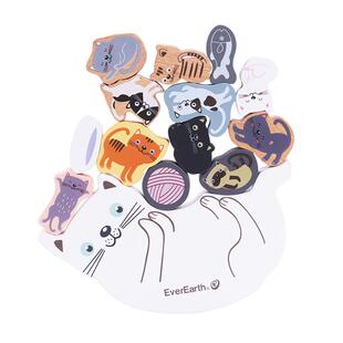 EverEarth猫咪积木叠叠乐儿童宝宝益智堆叠叠高桌游木质玩具3岁