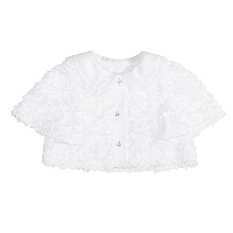 朗姿童装/ETTOI爱多娃儿童礼服外套女童百搭白色短上衣夏季新款