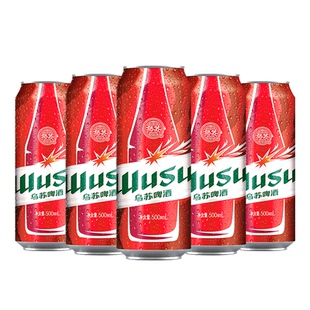 大红乌苏啤酒500ml*5罐装易拉罐装节日聚餐畅饮送礼