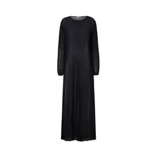 LYNEE【黑色里拉琴】中长款压褶连衣裙女黑色百搭打底内搭裙子