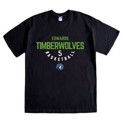 森林狼爱德华兹5号篮球短袖T恤潮牌重磅小领口纯棉训练长袖打底衫