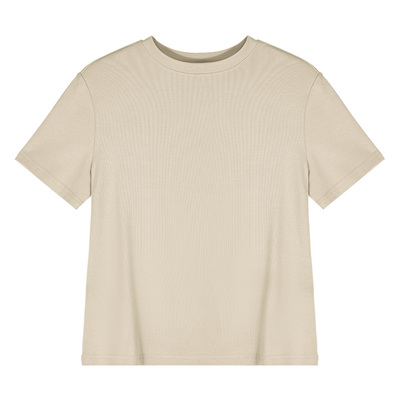 纯色基础款圆领正肩体恤上衣女