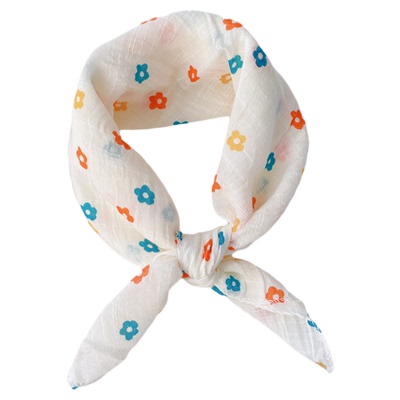 春夏薄棉儿童小方巾领巾围巾