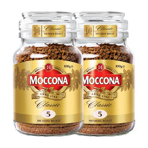 【进口】摩可纳Moccona中度烘焙冻干黑咖啡100g*2瓶美式速溶