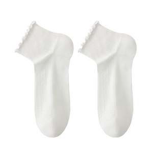 木耳花边袜子女款夏季薄款中筒袜凉感桑蚕丝网眼透气无骨短袜夏天