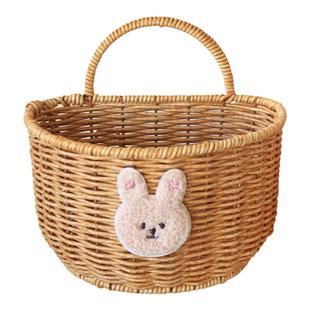 姜蒜收纳筐手提仿藤手工编织厨房生姜蒜头大葱鸡蛋水果壁挂储物盒