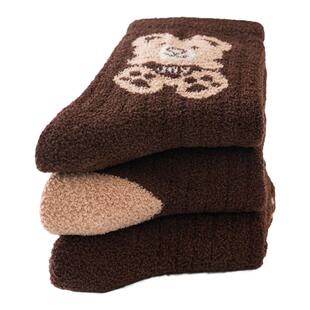 儿童袜子秋冬款加绒加厚保暖中筒水貂绒珊瑚绒冬季男女童宝宝袜子