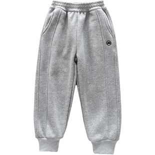 女童加绒裤子洋气童装冬款男女童薄绒运动裤宝宝中大童加厚卫裤