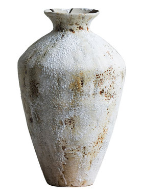 景德镇复古陶瓷花瓶新中式侘寂风家居客厅装饰品摆件干花粗陶花器
