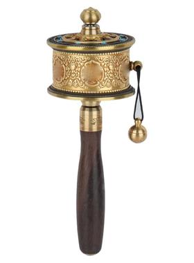 慧宝手摇转轮桌面摆件铜民族风