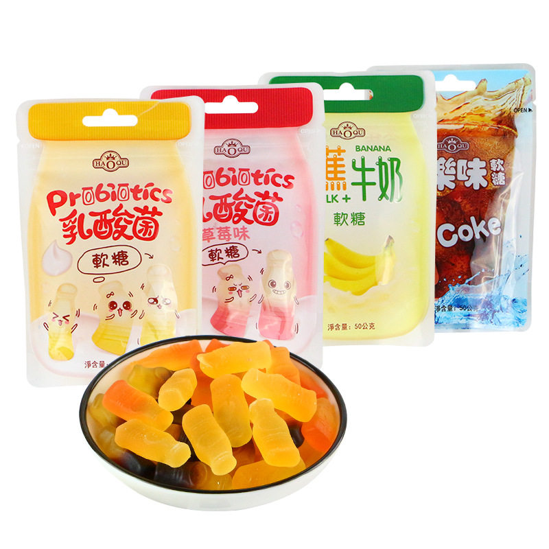 乳酸菌夹心软糖糖果草莓白桃