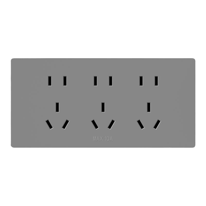118型灰色开关插座面板二十孔15十五孔多孔厨房墙壁电源插座暗装