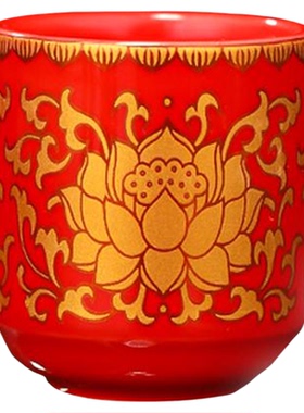 陶瓷供水杯家用供奉菩萨净水杯佛堂招财圣水杯三连供佛水杯礼佛杯