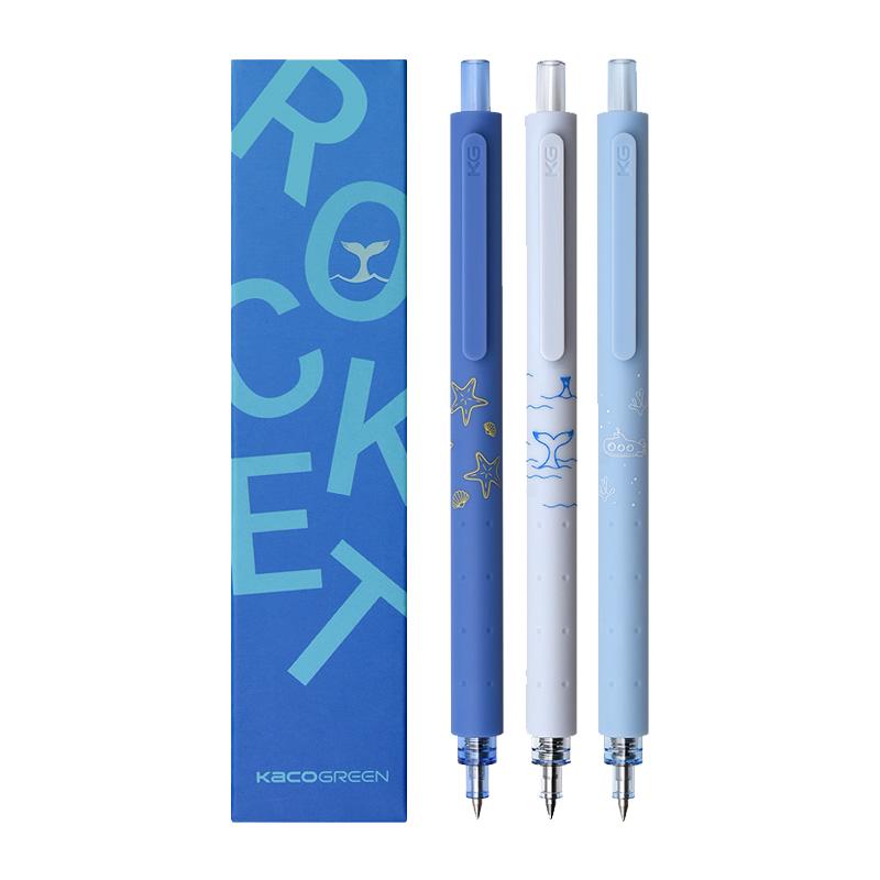 Kaco菁点中性笔招财猫限定海洋物语ins日系简约风按动水笔0.5黑色学生用考试刷题低重心办公签字笔官方旗舰店