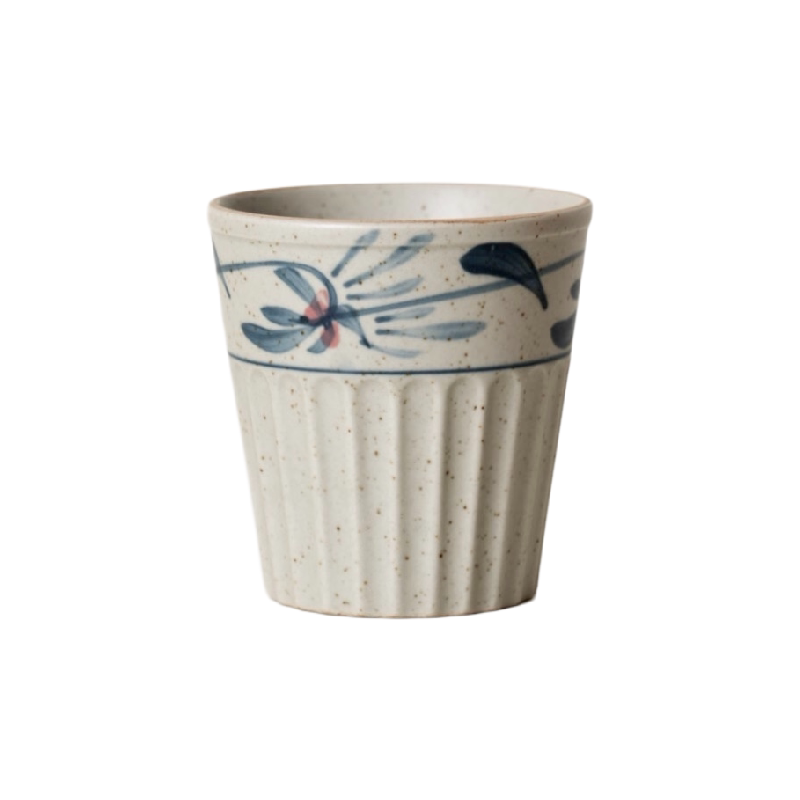 isalt粗陶青花手绘手握杯咖啡杯