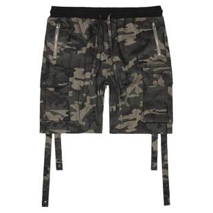 THE V BRAND原创美式街头潮流止血带设计宽松迷彩短裤男五分裤