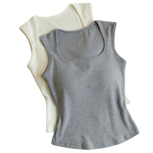 副乳消失U领天鹅颈收腰显瘦高弹棉质打底背心带文胸垫吊带上衣夏