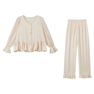 法式少女真丝睡衣女春秋季高级感宫廷风带胸垫长袖家居服送闺蜜